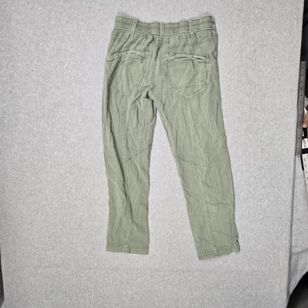Free People Women Pants S Green Cotton Linen Big Hit Slouch Beach Coastal - Picture 11 of 12